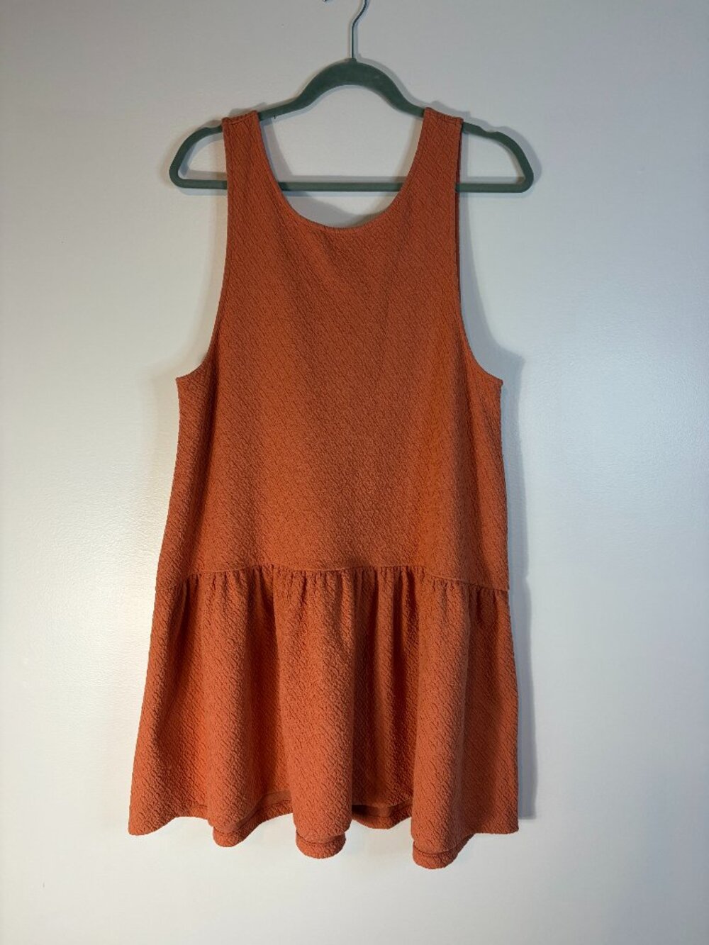 Free People Easy Street Mini Coral-Orange Textured Sleeveless Dress